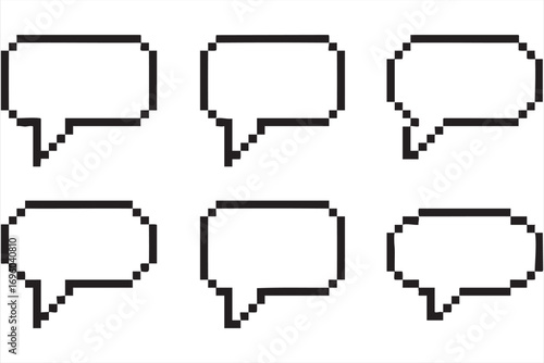 Pixel Art Speech Bubble Icons Collection for Online Chat and Conversation