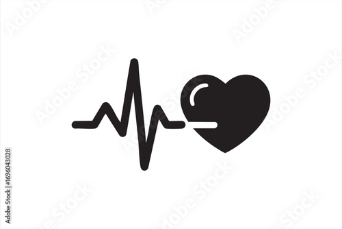 Medical Pulse Line with Heart Symbol Representing Life and Health Care