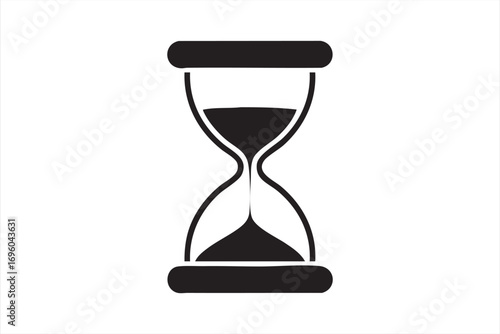 Minimal Black Silhouette of Hourglass for Waiting and Time Concepts