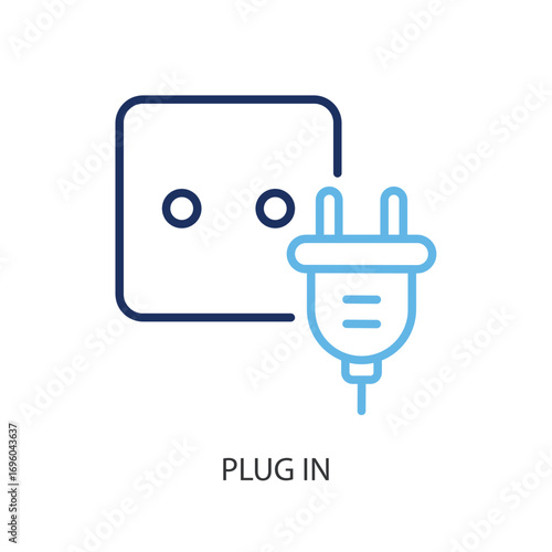 Plug in thin line vector icons.