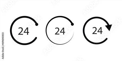 24 hour icon, 24 hour sign, vector illustration