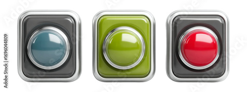 Colorful Push Buttons in Modern Design for User Interfaces