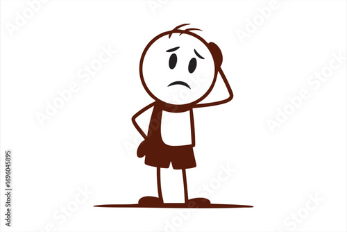 Stickman Cartoon Symbolizing Problem Solving Hesitation and Dilemma