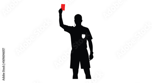 a referee silhouette holding up a red card signal