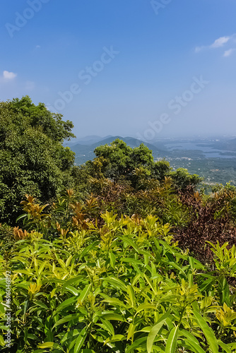 Colorful top view of park in the Yanoda Rainforest Cultural Tourism Zone, Hainan