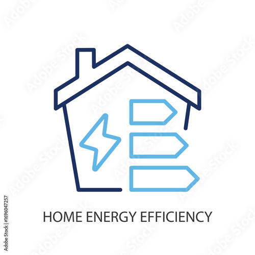 Home energy efficiency thin line vector icons.