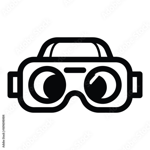 Vector art of stylized black and white icon of a virtual reality headset