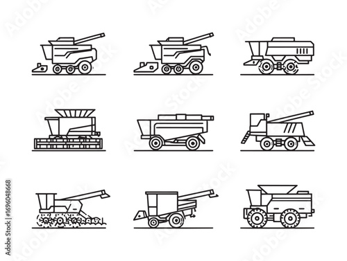 Combine harvester ultra minimalist 2D line