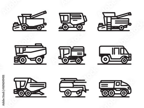Combine harvester ultra minimalist 2D line
