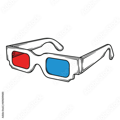 Vector art of handdrawn illustration of classic red and blue 3d glasses