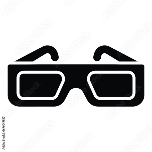Vector art of black icon of 3d glasses for watching movies