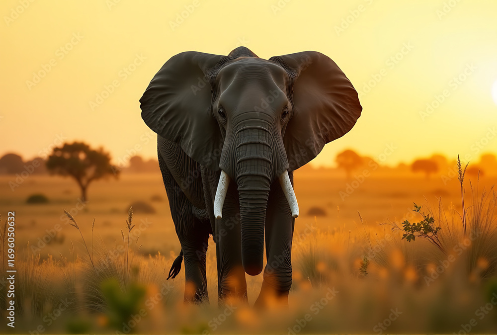 Obraz premium elephant in the sunset