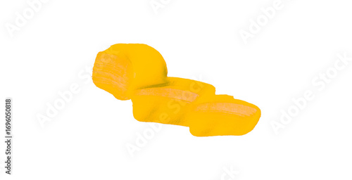 Yellow watercolor composition on transparent background. Hand drawn brush strokes and texture. Abstract brush strokes. Liquid ink pattern.