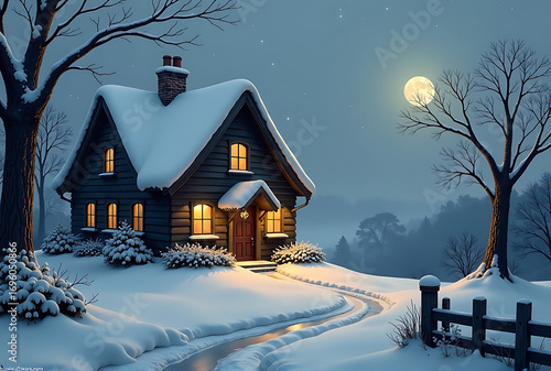 house in the snow