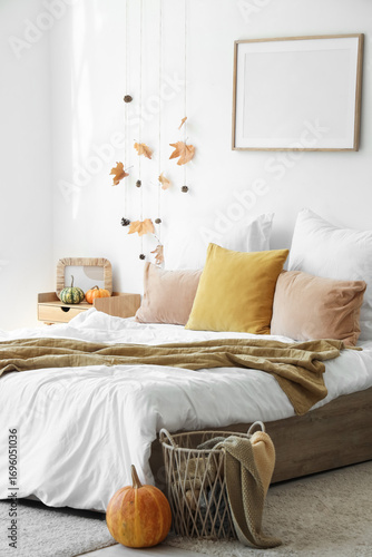 Interior of light bedroom w...
