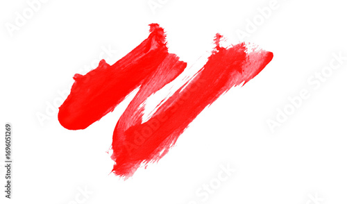 Red watercolor composition on transparent background. Hand drawn brush strokes and texture. Abstract brush strokes. Liquid ink pattern.