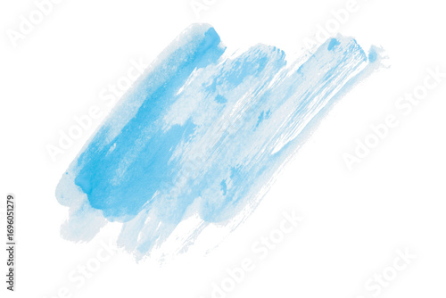 Light blue watercolor composition on transparent background. Hand drawn brush strokes and texture. Abstract brush strokes. Liquid ink pattern.
