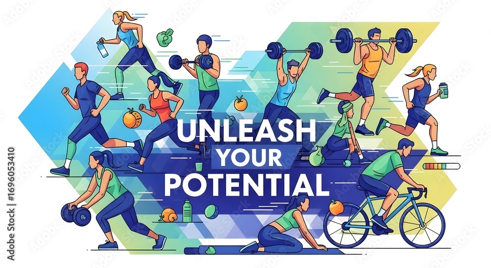 Fototapeta premium Unleash Your Potential Diverse Athletes in Motion for Fitness Motivation