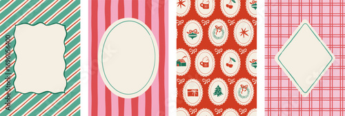 Christmas frames, backgrounds. Hand drawn Christmas background set, cards, banners, prints with patterns and frames. Vector art and illustration