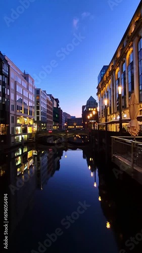 02.09.2025 Hamburg, Germany. Beautiful view of the night city of Hamburg