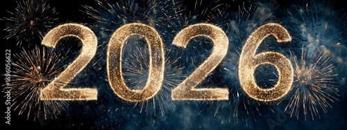Fireworks Display Celebrating the Arrival of the Year 2026 During New Year Fe...