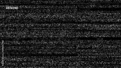 Rewind static noise and icon suggest nostalgia or timetravel concept. Suitable for websites, blogs, videos, and presentations about history.