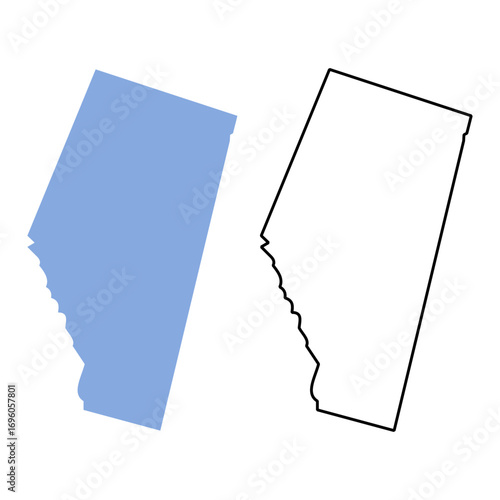 Alberta map Canada province region vector illustration. Map with detailed outlines and blue silhouettes	