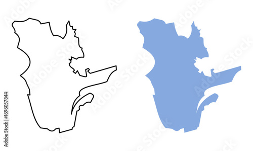 Quebec map Canada province region vector illustration. Map with detailed outlines and blue silhouettes	