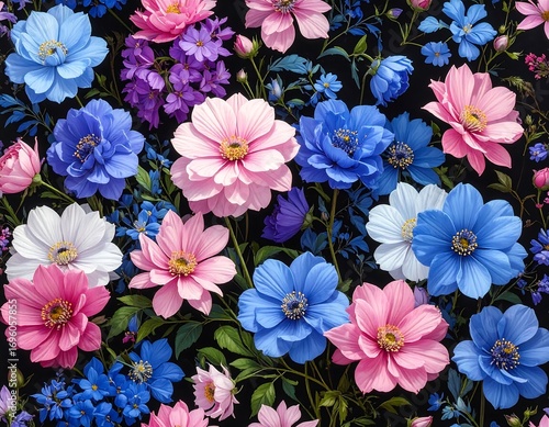 Vibrant paper flowers in various colors on a dark background
