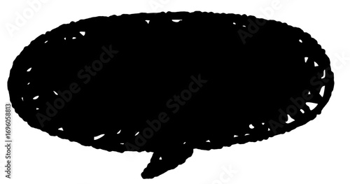 もやもやした手描きのふきだし。黒い吹き出し。悩み、考えているフキダシ。