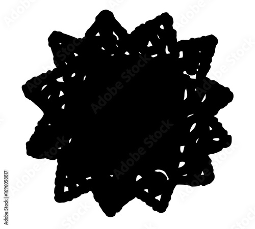 もやもやした手描きのふきだし。黒い吹き出し。悩み、考えているフキダシ。