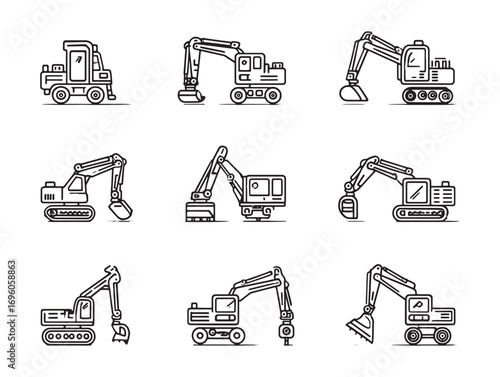 Excavator modern 2D vector illustration concept
