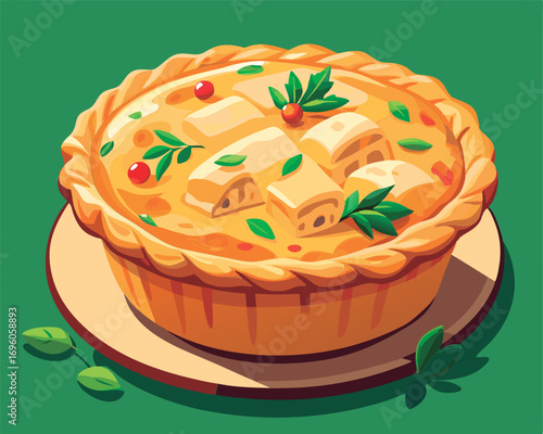 Delicious autumn quiche. ready to eat.