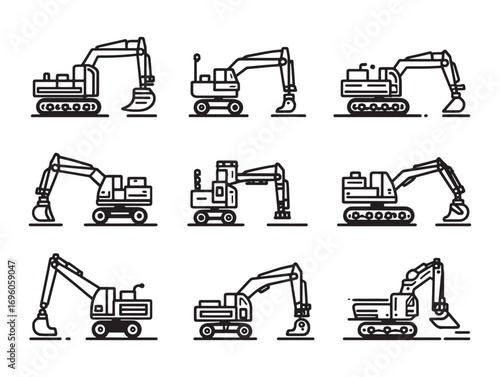 Excavator ultra minimalist line art design