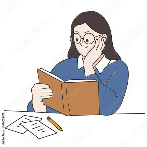 female student studying