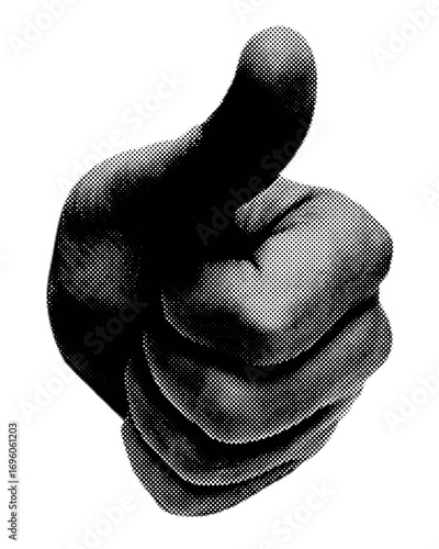 A halftone thumb finger in retro style
