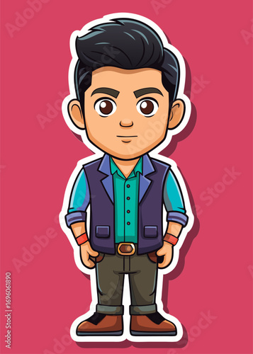 Stylish cartoon guy in trendy clothes.
