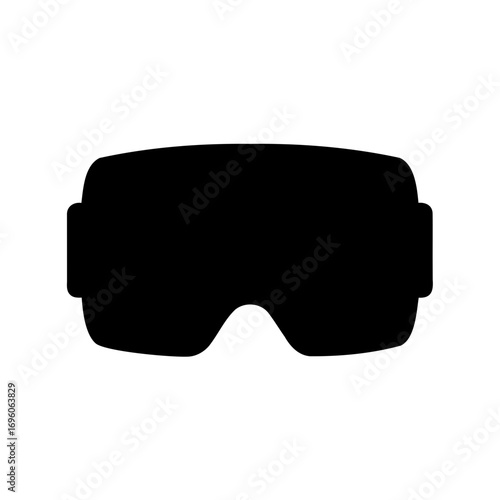 Isolated black silhouette of virtual reality glasses or goggles over white background