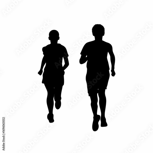 Silhouette of diverse people running in a charity race event