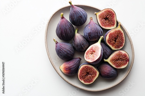 Fresh Figs Arranged on a Platter With Some Sliced Open to Showcase the Juicy ...