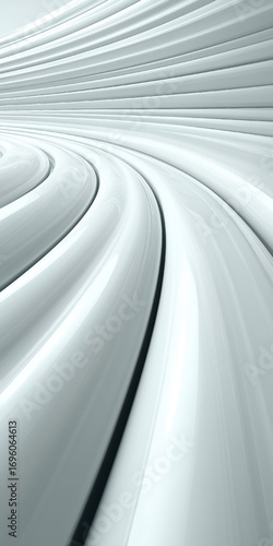 A white line with a curve in it. The line is long and it has a smooth, flowing appearance. The curve is also long and it has a gentle, graceful shape