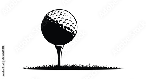 a golf ball on tee ready for play