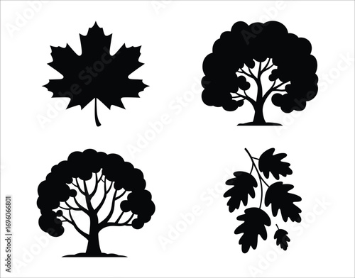 Nature Silhouette Graphics Maple Oak Leaves