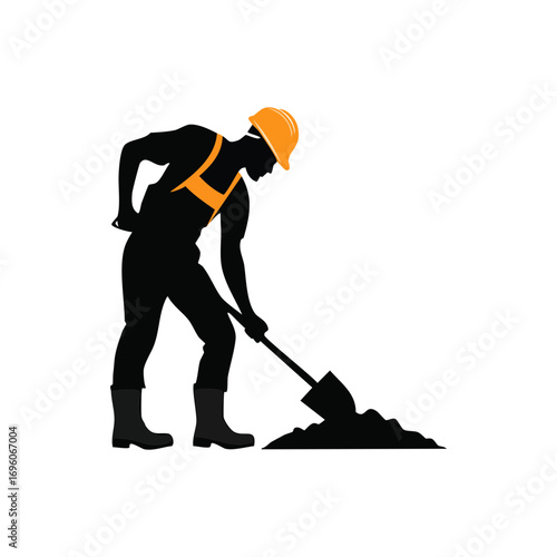 Workers digging with tools