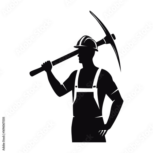 Man with pickaxe and shovel