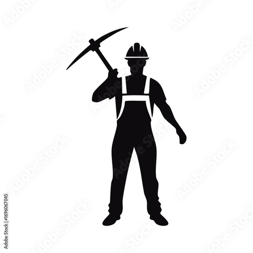 Man with pickaxe silhouette