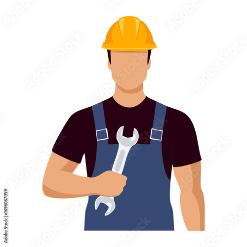 Happy male worker with tools