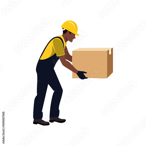 Worker carrying a box