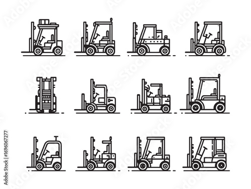 Forklift ultra minimalist industrial line drawing