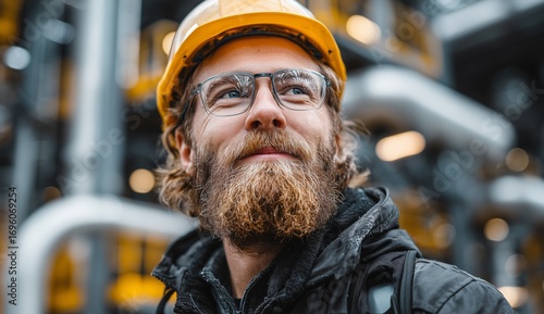 Engineer at Work in Industrial Plant During Daytime With Safety Gear and Equi...
